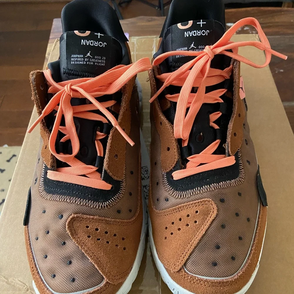 Jordan Sneakers in Brown and Orange with Pink Accents 11.5
